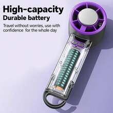 5 档迷你可充电手持风扇，1800mAh 可充电电池，半导体冷却，USB 迷你便携式充电，桌面小型电风扇袖珍风扇，便携式手持风扇，适合女士化妆、办公室、户外、夏季必备 - 彩色 - 查看 10