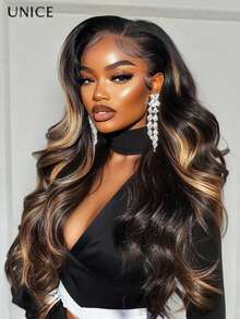 UNice Bye Bye Knots Glueless Wig 7x5 Lace Loose Wave Butterscotch Highlights Brown Wig Pre Cut Lace Closure Wigs Human Hair Put On And Go Wig Pre Plucked Bleached Invisible Knots 150% Density