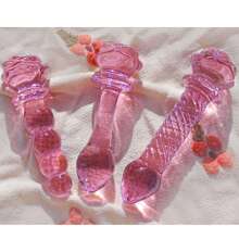 Pink Rose Glass Dildo Butt Plug, Crystal Rose Anal Plug Beads Dildo, Adult Anal Training Sex Toys Set For Men And Women, Glass Dildo Butt Plug, Crystal Rose Anal Plug Beads Dildo, Adult Anal Training Sex Toys Set