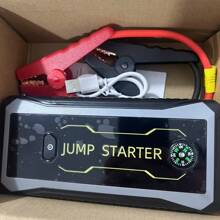 بادئ تشغيل السيارة، شاحن بطارية السيارة، بنك طاقة بادئ التشغيل (يصل إلى 10 لتر بنزين أو 8.5 لتر) مع شاحن محمول، ضوء طوارئ LED، مطرقة، بوصلة