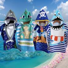 1件带帽沙滩巾/浴巾/披肩/可爱斗篷/泳池毛巾，柔软超细纤维材质，加厚吸水浴袍 - 彩色 - 查看 1