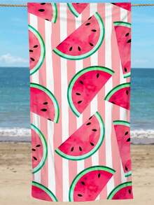 1pc Super Soft Watermelon Print Microfiber Beach Towel, Home Decor, Suitable For Beach, Swimming Pool, Camping And Travel, Extremely Comfortable