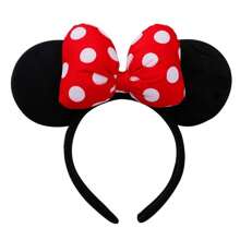 Disney 1PC Disney Minnie Mouse Ear Headband With Red Bow - Adorable Anime Theme Hair Accessory, Nylon, Hand Washable - Suitable For Theme Parks, Holiday Gifts, Party Decorations, Cosplay Headbands | Anime Themed Accessories | Polyester & Spandex, Headband