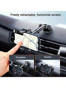 Foldable 360-Degree Rotatable Car Dashboard Phone Holder - Waterproof ABS Material, Universal Fit For All Vehicles, Ideal Gift For Drivers, Navigation Holder|Modern Car Accessory|Durable Plastic Holder, Phone Mount Holder - Black - View 2