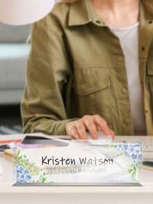 1个个性化办公室铭牌 - 27种款式，可定制办公桌铭牌，办公桌装饰礼品，男女皆宜，亚克力办公桌铭牌，适用于教师、同事、员工、老板（夏日海风），圣诞礼品用品 - 彩色 - 查看 18