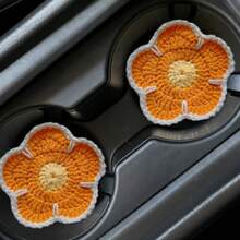 2 miếng lót ly hoa đan thủ công, miếng lót ly xe hơi hình hoa hướng dương may mắn dễ thương, gửi ngẫu nhiên miếng lót ly hoa hướng dương - Một cỡ - Xem 14