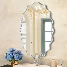 Oval Wavy Mirror - Irregular Wall Mirror Wavy Wall Mirror Decorative Wall-Mounted Asymmetrical Nautical Aluminum Alloy Frame Tempered Glass Modern Mirror Used For Wall Decoration, Living Room Entrance, Bedroom, Bathroom, Corridor