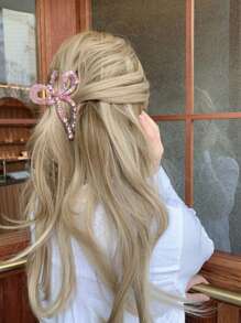 Elegant Rhinestone Bow Hairpin - Retro Style, Non-Slip Ponytail Clip, Sweet And High-End Jelly Bow Clip, Slouchy Niche Hair Hair Claw, Luxury Retro Style | Light Luxury Czech Rhinestone Super Flash, Suitable For Ladies And Girls | Parties And Special Occasions | Luxury Hairpin Hair Clips Hair Jaw Clip Hair Clamps Hair Clutch Hair Catcher Clip, Claw Clip Fall Winter Hair Accessories For Women For Vacation Outfits Woman