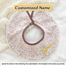 1pc Customized Embroidered Name & Floral Pattern Bib, 360° Rotatable Adjustable Snap Closure Baby Drool Bib, Soft Breathable Absorbent, Personalized Newborn Gift, Christmas, Halloween, New Year Gift
