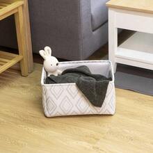 Mainstays Black And White Lines Canvas Storage Basket With Handles - lightgraydiamond - View 2