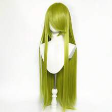 100CM Synthetic Long Straight Cosplay Wig With Bangs Woman Anime Ombre Wig Pink Green Gold Heat Resistant Wig 100cm - Multicolor - View 14