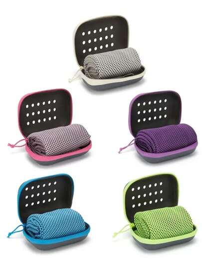 1pc Quick Dry Cooling Towel, Soft & Breathable Cold Absorption Sports Gym Yoga Towel With Storage Box, Suitable For Golf