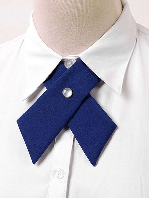 1pc Simple Solid Color Adjustable Length Collegiate Style Cross Bow Tie, Suitable For Daily Use