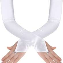 زوج من القفازات النسائية العصرية بلا أصابع للحفلات، أكمام أصابع من ساتان لأوبرا 1920م مناسبة للأوبرا والزفاف والحفلات المسائية