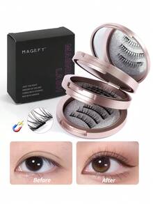 3 Pairs Magnetic Eyelashes Natural Look Magnetic Lashes Kit With Tweezers+5 Pcs Eyelash Brush ,Mixth Styles,3D Natural Spiky Manga Lashes Cat-Eye Fluffy Wispy Soft Lashes Fake Eyelashes False Eyelashes Strip, Skin-Friendly, Non-Irritating,Can Be Reused Everyday, Essential For Daily Commute Makeup - 黑色 - 查看 5