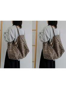 Big Stylish Leopard Print Tote Bag,Large Capacity Shoulder Bag,Perfect Underarm Bag For Commuting,School Bag,Large Capacity,Portable,For Teen Girls Women College Students,White-Collar Workers,Perfect For Work,Back To School,Middle School,High School,College,Vacation, New Arrival Tote Bags For Woman, New Fall Winter Tiger Print Bag For Women, New Fall Winter Cheetah Print Purse For Women