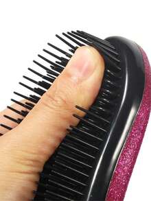 1 pieza Peine con forma de pie, cepillo para cabello mojado y seco, peine de masaje del cabelludo, cepillo desenredante, cepillo de plástico para peinar el cabello, peine de color, herramienta de belleza, portátil para viajar - Rosa - Ver 7