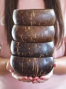 Handmade Coconut Shell Bowls With Wooden Spoons Set,Reusable Handcrafted Bowl, Vegan Organic Salad Bowl, Vintage Round Wood Bowl, Large Wooden Serving Bowl For Salads, Breakfast, Decoration, Smoothie Dessert Bowl,Ideal For Salads, Fruits & Cereals, Coconut Bowl,School Supplies