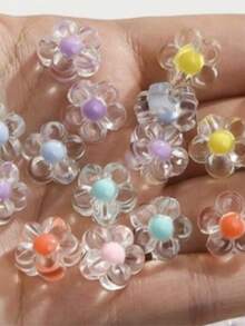 Transparent Acrylic Flower 50 Units With Colored Center - Nhiều màu - Xem 2