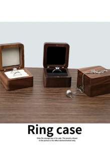 1 pieza Estuche de joyería de madera portátil, una pequeña caja de joyería adecuada para mujeres, un organizador de joyería para el hogar sencillo, un organizador de viaje y una caja de almacenamiento mini exquisita que puede contener aretes.