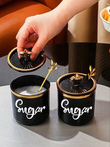 1pc Plastic Household Restaurant & Kitchen Storage Canister, Decorative Food Container Jar For Salt, Sugar, Spices, Suitable For Outdoor, Wedding, Party, Gift, Birthday - Multicolor - View 5
