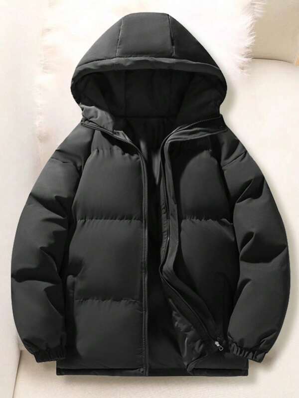 1pc Adolescente Meninas Casual Outdoor Hooded Jacket, À prova de vento, Forro térmico, Quente para Outono/Inverno