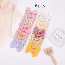 10pcs Kids Fabric Bow Hair Clips, Handmade Embroidered Printed Alligator Hair Clips, Elegant Children Hair Accessories, Girls Decorative Hair Clips, Suitable For Daily Use