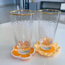 2 miếng lót ly hoa đan thủ công, miếng lót ly xe hơi hình hoa hướng dương may mắn dễ thương, gửi ngẫu nhiên miếng lót ly hoa hướng dương - Một cỡ - Xem 9