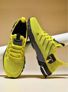Plus Size Men's Casual Breathable Sports Running Shoes, Outdoor Fashion Solid Color Lightweight Training Sneakers