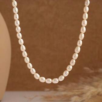 1PC Genuine Freshwater Pearl Necklace,Natural Pearl Necklace,Dainty Pearl Necklace,Bridal Necklace,Wedding Necklace,Mother's Day Gifts