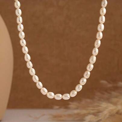 1 件正品淡水珍珠项链、天然珍珠项链、精致珍珠项链、新娘项链、结婚项链、母亲节礼物