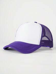 1pc Solid Color Mesh Cap, Unisex Kids Y2K Style Breathable Sun Ion Fashion Versatile Adjustable Casual Outdoor Wear - Colorblock Mesh Hat - View 36