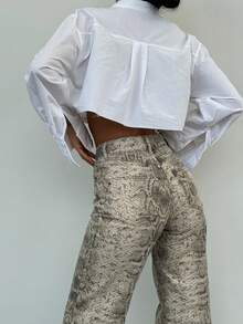 SQUALO Pantalones vaqueros de pierna ancha con estampado de serpiente estilo occidental para mujer