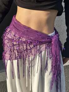 1 件女士肚皮舞服装亮片流苏三角肚皮舞臀巾女士泰国/阿拉伯舞蹈裙腰带