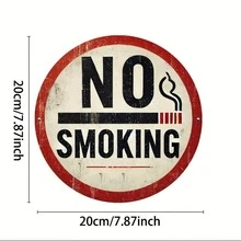 1pc "No Smoking" Retro Sign, 7.8 X 7.8 Inches - Ideal For Indoor/Outdoor Decor, Bars, Garages And Rooms, Great For Room Decoration - Multicolor - View 4