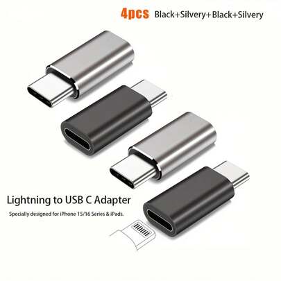 2 件 Lightning 母头转 USB-C 公头充电适配器，兼容 16 Pro Max/16 Pro/16 Plus/16/15、S25/S24/S23/S22/S21 系列，不适用于音频/OTG