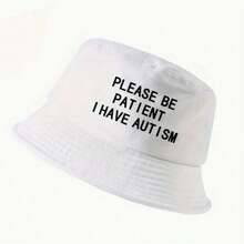 1 件男女通用趣味“我有自闭症”涤纶渔夫帽，户外登山钓鱼防晒帽 - 彩色 - 查看 6