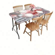 1pc Pink Crystal Rose Tablecloth - Luxury Decorative Rectangular Tablecloth For Wedding, Party, Home Decor, Outdoor Picnic Table Cover With Elastic Corners, Vibrant Color, Polyester Fabric, Mandala Pattern, Picnic Accessory