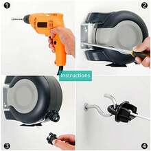 NetHong 30m Retractable Clothes Reel Double Heavy Duty Washing Line Wall Mounted Outdoor - Black - View 6
