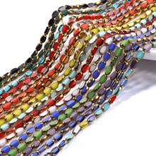 Approx. 45pcs Faceted Oval Crystal Beads With Golden Edge, 4x7mm, Multicolor, Fashion Casual Versatile, Red Color, Handmade DIY Beading, Spacer Beads For Bracelet Necklace Jewelry Making, Wholesale Craft Supplies