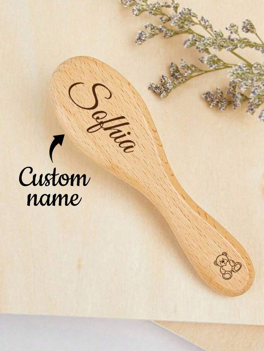 1pc Personalized Bear/Pumpkin Kitten Name Brush, Laser Engraving, Souvenir Gift, Bath Product Gift, Personalized Men's And Women's Hairbrushes, Youth's Products, Engraved Name Brush, Customized Gifts, Autumn Home Refresh, Xmas Decoration