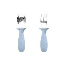 Baby Toddler Silicone Stainless Steel Utensils Silverware Spoon Fork For Baby Toddler With Silicone Holding Anti-Choke Design - Multicolor - View 12