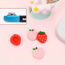 4 件可爱卡通 Kawaii 硅胶 Joycon 拇指握把帽，（桃草莓独角兽心主题）操纵杆盖兼容 Switch / OLED / Switch Lite Switch 游戏配件生日圣诞礼物、Switch Lite 帽、独角兽游戏、草莓渔夫帽、Switch 配件、草莓、Switch 拇指握把 - 彩色 - 查看 6