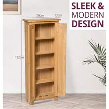 Hallowood Furniture Waverly CD Storage Cabinet In Light Oak Wooden DVD Storage For 120 DVDs Bookcase With 5 Shelves Hallway Storage Unit Fully Assembled Oak Bookcase Shoe Rack - Brown1 - View 2