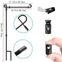 5 件花园旗架，优质庭院旗杆，防风雨粉末涂层金属旗杆，独立国庆用品，带夹子和插头，适用于圣诞节花园旗帜、户外庭院装饰 - 彩色 - 查看 6