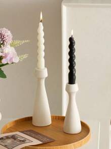 1Pieces Of Plain Conical Ceramic Candlesticks, With A Simple And Natural Style Design, Suitable For Conical Candles, Soft Home Decoration Items, Photography Props, Tabletops, Party Decorations, Gifts, White, Suitable For Dining Rooms, Living Rooms, And Home Decoration.