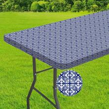6ft Outdoor Tablecloth With Elastic Edge, Water Resistant, Suitable For Camping, Picnic, Garden Party - Durable Polyester, Navy Blue