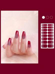 1pc 16pcs Solid Onion Pink Nail Stickers, Waterproof Oil-Proof No Baking Required, Fashionable Choice For Women - Multicolor - View 17