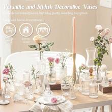 10 st/set Vintage mini blomvas, olika stilar, liten knoppvas för centerpieces, genomskinlig blomkruka med snidningsdetalj, perfekt för rustikt bröllop, fest och samlingsbordsdekoration, heminredning, blomvas, centerpiece, bordsdekoration presenter födelsedagsexamen - Multifärgad - Visa 3