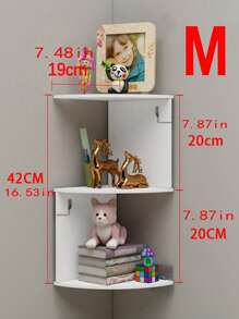 1pc Multifunctional White Wall Mount Storage Shelf, Creative Corner Triangle Design Hanging Rack, Wall-Mounted Half-Round Shelves For Living Room, Kitchen, Bedroom